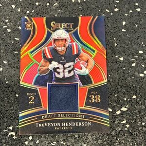 Panini TreVeyon Henderson Patriots Card - Navy & Red & Gold
